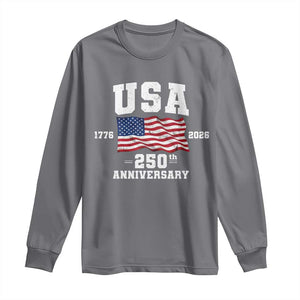 250th Anniversary USA 4th of July America US Flag Patriotic Long Sleeve Shirt TS11 Charcoal Print Your Wear
