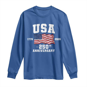 250th Anniversary USA 4th of July America US Flag Patriotic Long Sleeve Shirt TS11 Royal Blue Print Your Wear
