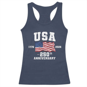 250th Anniversary USA 4th of July America US Flag Patriotic Racerback Tank Top TS11 Navy Print Your Wear