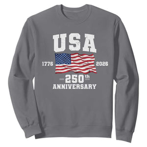 250th Anniversary USA 4th of July America US Flag Patriotic Sweatshirt TS11 Charcoal Print Your Wear