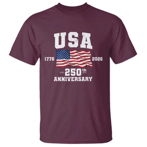 250th Anniversary USA 4th of July America US Flag Patriotic T Shirt TS11 Maroon Print Your Wear