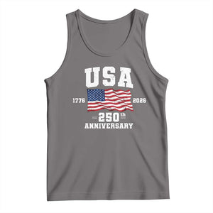 250th Anniversary USA 4th of July America US Flag Patriotic Tank Top TS11 Deep Heather Print Your Wear