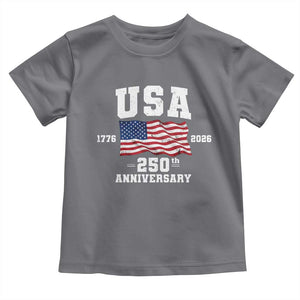 250th Anniversary USA 4th of July America US Flag Patriotic Toddler T Shirt TS11 Charcoal Print Your Wear