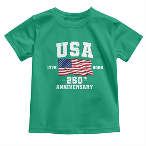 250th Anniversary USA 4th of July America US Flag Patriotic Toddler T Shirt TS11 Irish Green Print Your Wear