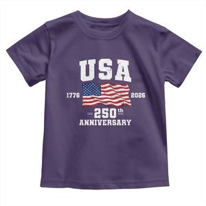 250th Anniversary USA 4th of July America US Flag Patriotic Toddler T Shirt TS11 Purple Print Your Wear