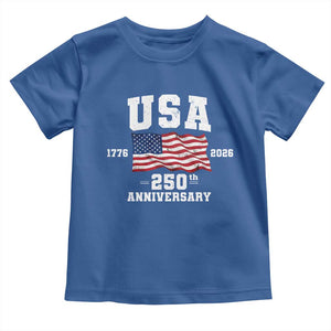 250th Anniversary USA 4th of July America US Flag Patriotic Toddler T Shirt TS11 Royal Blue Print Your Wear