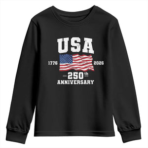 250th Anniversary USA 4th of July America US Flag Patriotic Youth Sweatshirt TS11 Black Print Your Wear