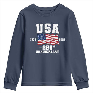 250th Anniversary USA 4th of July America US Flag Patriotic Youth Sweatshirt TS11 Navy Print Your Wear