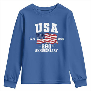 250th Anniversary USA 4th of July America US Flag Patriotic Youth Sweatshirt TS11 Royal Blue Print Your Wear