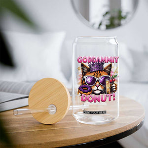Funny Goddammit Cat Princess Meme Glass Can Cartoon Style