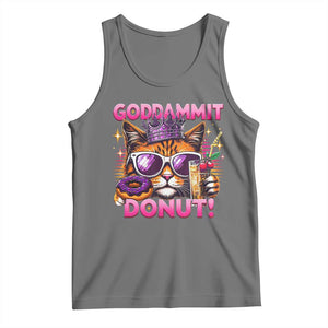 Funny Goddammit Cat Princess Meme Tank Top Cartoon Style TS11 Black Heather Print Your Wear