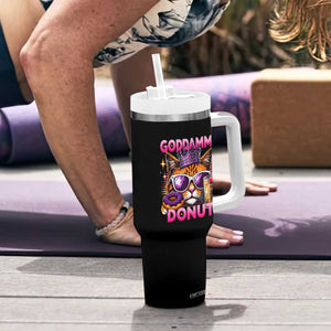 Funny Goddammit Cat Princess Meme Tumbler With Handle Cartoon Style TS11 Print Your Wear
