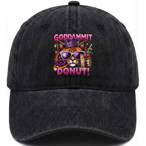 Funny Goddammit Cat Princess Meme Washed Cotton Baseball Cap Cartoon Style