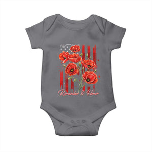 Remember And Honor Memorial Day Baby Onesie Red Poppy Flowers TS11 Charcoal Print Your Wear