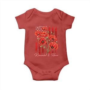 Remember And Honor Memorial Day Baby Onesie Red Poppy Flowers TS11 Red Print Your Wear
