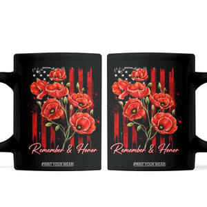 Remember And Honor Memorial Day Coffee Mug Red Poppy Flowers TS11 Black Print Your Wear