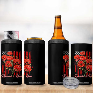 Remember And Honor Memorial Day 4 in 1 Can Cooler Tumbler Red Poppy Flowers TS11 Print Your Wear
