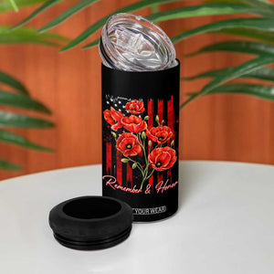 Remember And Honor Memorial Day 4 in 1 Can Cooler Tumbler Red Poppy Flowers TS11 Print Your Wear
