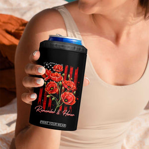 Remember And Honor Memorial Day 4 in 1 Can Cooler Tumbler Red Poppy Flowers TS11 Print Your Wear