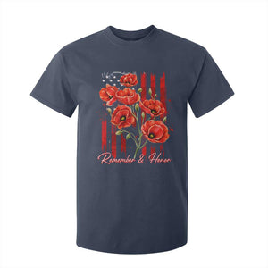 Remember And Honor Memorial Day T Shirt For Kid Red Poppy Flowers TS11 Navy Print Your Wear
