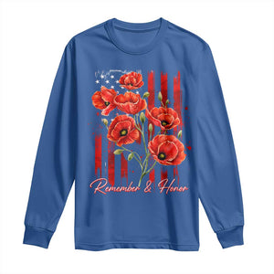 Remember And Honor Memorial Day Long Sleeve Shirt Red Poppy Flowers TS11 Royal Blue Print Your Wear