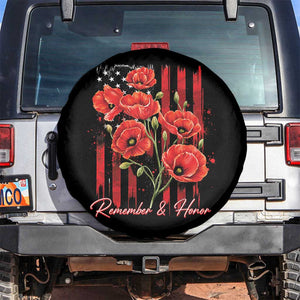 Remember And Honor Memorial Day Spare Tire Cover Red Poppy Flowers TS11 No hole Black Print Your Wear