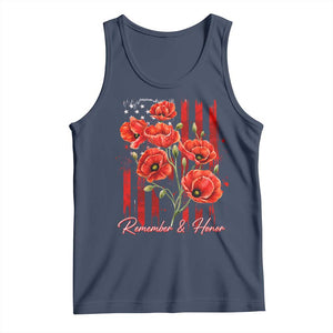 Remember And Honor Memorial Day Tank Top Red Poppy Flowers TS11 Navy Print Your Wear