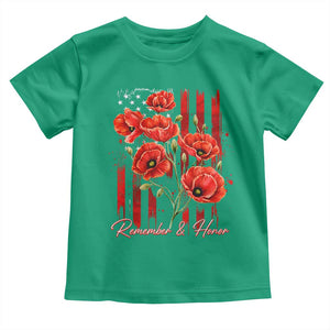 Remember And Honor Memorial Day Toddler T Shirt Red Poppy Flowers TS11 Irish Green Print Your Wear