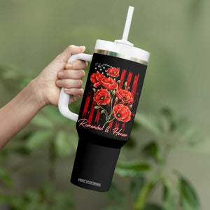 Remember And Honor Memorial Day Tumbler With Handle Red Poppy Flowers TS11 Print Your Wear