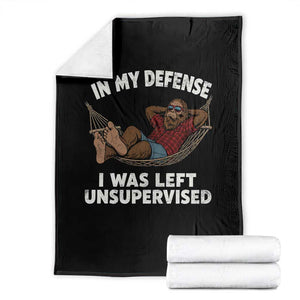 In My Defense I Was Left Unsupervised Funny Bigfoot Throw Blanket