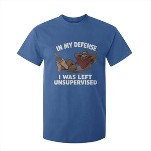 In My Defense I Was Left Unsupervised Funny Bigfoot T Shirt For Kid