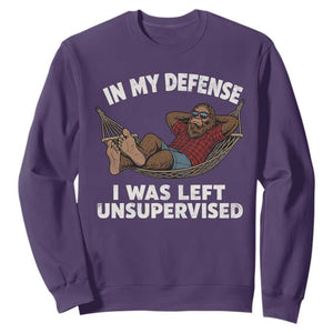 In My Defense I Was Left Unsupervised Funny Bigfoot Sweatshirt