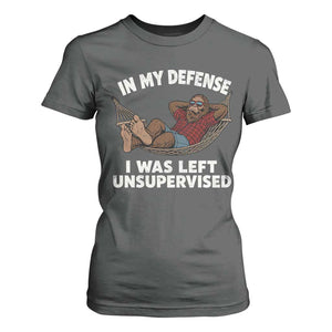 In My Defense I Was Left Unsupervised Funny Bigfoot T Shirt For Women