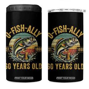 Fishing 60th Birthday 4 in 1 Can Cooler Tumbler O Fish Ally 60 Years Old Fisherman Gifts TS11 One Size: 16 oz Black Print Your Wear
