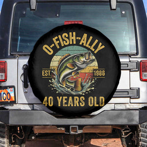 Fishing 40th Birthday Spare Tire Cover O Fish Ally 40 Years Old Fisherman Gifts TS11 No hole Black Print Your Wear