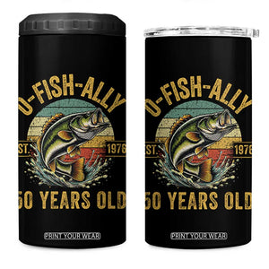 Fishing 50th Birthday 4 in 1 Can Cooler Tumbler O Fish Ally 50 Years Old Fisherman Gifts TS11 One Size: 16 oz Black Print Your Wear