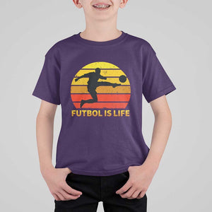 Funny Football T Shirt For Kid Futbol Is Life Vintage Soccer Lover TS11 Purple Print Your Wear