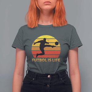 Funny Football T Shirt For Women Futbol Is Life Vintage Soccer Lover TS11 Dark Heather Print Your Wear