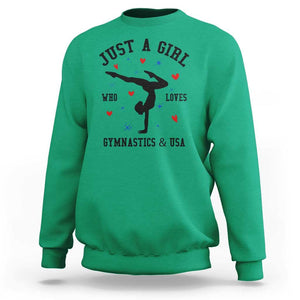 Just A Girl Who Loves Gymnastics And USA Sweatshirt Support Sport Gymnast TS11 Irish Green Print Your Wear