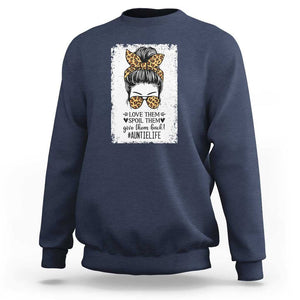 Funny Aunt Sweatshirt Love Spoil Give Them Back Auntie Life Messy Bun TS11 Navy Print Your Wear