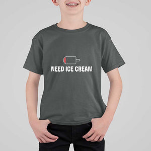 Funny Need Ice Cream T Shirt For Kid Cool Summer Vacation Low Battery TS11 Dark Heather Print Your Wear