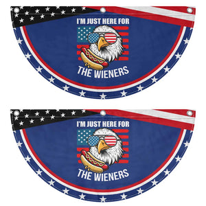 Funny I'm Just Here For The Wieners Patriotic Fan Flag 4th Of July Bald Eagle Hot Dog Lover