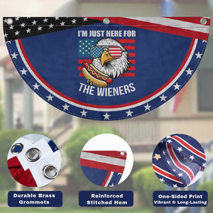 Funny I'm Just Here For The Wieners Patriotic Fan Flag 4th Of July Bald Eagle Hot Dog Lover