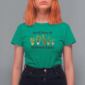 Special Education Teacher T Shirt For Women We All Grow At Different Rates Plants TS11 Irish Green Print Your Wear