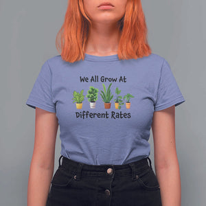 Special Education Teacher T Shirt For Women We All Grow At Different Rates Plants TS11 Violet Print Your Wear