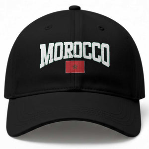 Morocco Football Throwback Design Vintage Moroccan Flag Jersey Style Baseball Cap TS11 Print Your Wear