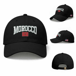 Morocco Football Throwback Design Vintage Moroccan Flag Jersey Style Baseball Cap TS11 Baseball Cap Universal Fit Black Print Your Wear