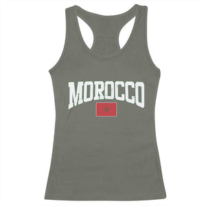 Morocco Football Throwback Design Vintage Moroccan Flag Jersey Style Racerback Tank Top TS11 Military Green Print Your Wear