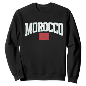 Morocco Football Throwback Design Vintage Moroccan Flag Jersey Style Sweatshirt TS11 Black Print Your Wear
