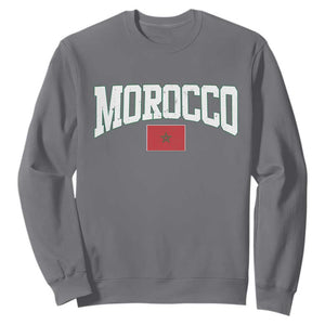 Morocco Football Throwback Design Vintage Moroccan Flag Jersey Style Sweatshirt TS11 Charcoal Print Your Wear